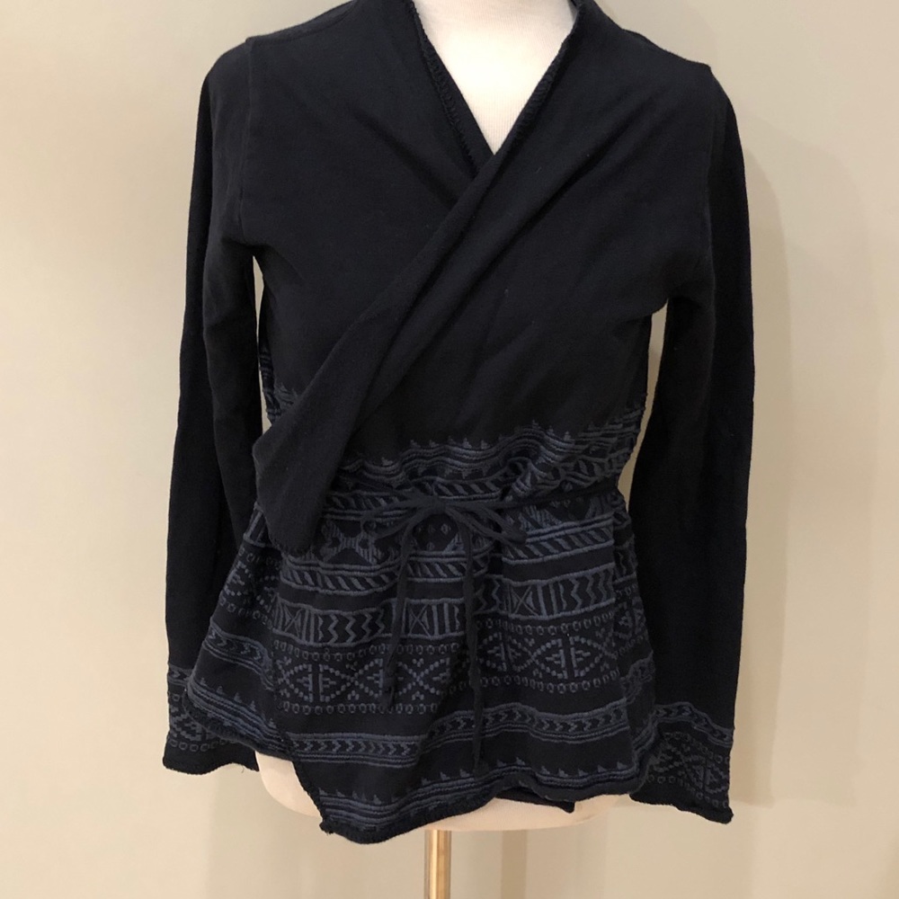 Lucky Brand Embroidered Wrap Style Cardigan